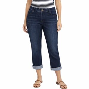 Liverpool Cropped Jeans Size 20W Dark Wash Cuffed Stretch Denim Plus Mid Rise